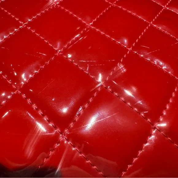 CHANEL Red Patent Quilted Tote - Picture 9 of 14